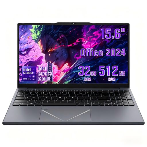 BINTEC ノートパソコン 15.6型 インテル Core i3-6100U 32GBメモリ 512GB SSD MS Office2024 指紋認証 Windows 11 Pro対応 初学者・オフィス・学生対応