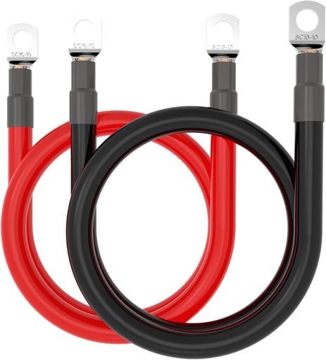 Parishop バッテリー増設ケーブルインバーター 6AWG 並列 バッテリーケーブル 電気機器用ビニル絶縁電線 KIV線 両側丸型圧着端子 電池ワイヤー一定の純粋な銅自動車、車、トラック、オート…