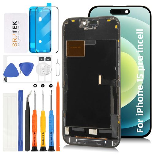 SRJTEKForiPhone15Proincell液晶パネル画面交換修理用【同様のノッチサイズ+センサー・ケーブル付き】タッチパネルセット6.1インチA2848A3101A3102A3104モデルに対応