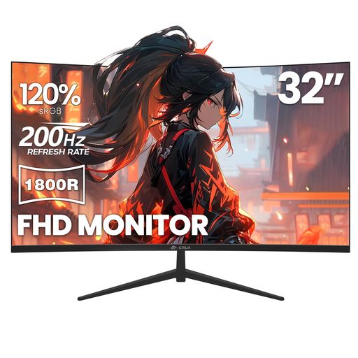 Display Monitor （Other） - CRUA32インチゲーミングモニター湾曲200HzフルHD1080pVAパネルPCモニター120%sRGB16:91800Rウルトラワイドディスプレイブルーライト軽減傾斜調整広い視野角壁掛け対応