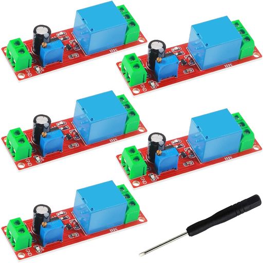 Youmile NE555 遅延タイマーリレー 12V DC 0~10秒調整可能 遅延タイマースイッチモジュール ドライバー付き Arduino 自動車制御システム電気機器用 5個パック