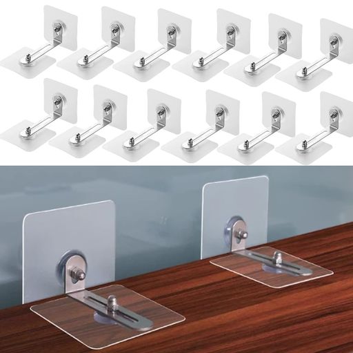AmoreTempo家具転倒防止金具【動画有り12組】転倒防止グッズ棚耐震ストッパー6cm粘着テープ貼り付け簡単地震対策L字金具ストッパー穴あけ不要簡単設置キャビネット、ワードローブ、本棚…