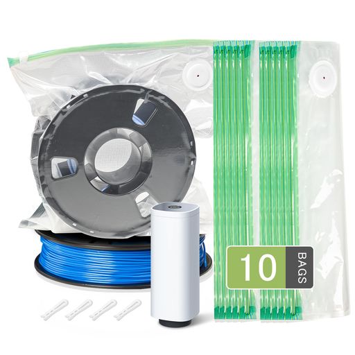 3Dプリンターフィラメント真空保管バッグ10枚セット(33x38cm)エアバルブ2色ジッパー付き防湿保存バッグ..