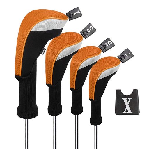 Head Covers - Anduxゴルフクラブヘッドカバーゴルフウッドドライバーヘッドカバー4個セット460cc対応MT/MG30(オレンジ)