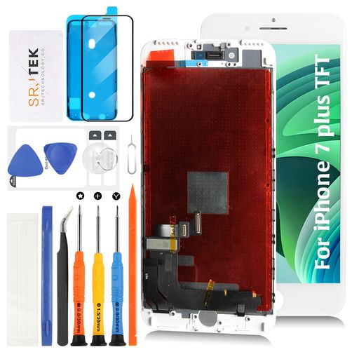 SRJTEKforiPhone7Plus5.5画面互換液晶パネル交換【TFT品質・ホームボタン非搭載】LCDディスプレイタッチスクリーンデジタイザー総成修理用A1661A1784A1785修理ツール付き(ホワイト)