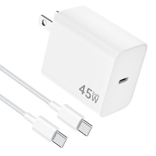 iphone16-充電器Type-C45W充電器USB-CPD&PPS高速充電GaNFastII(窒化ガリウム)採用タイプc充電器高速充電対応48編組ナイロンケーブル付きPSE認証済みfor