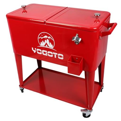 YOGOTOカート型クーラーボックス80Lキャスター付き長時間保冷保温ローリングクーラーボックスキャンプ..