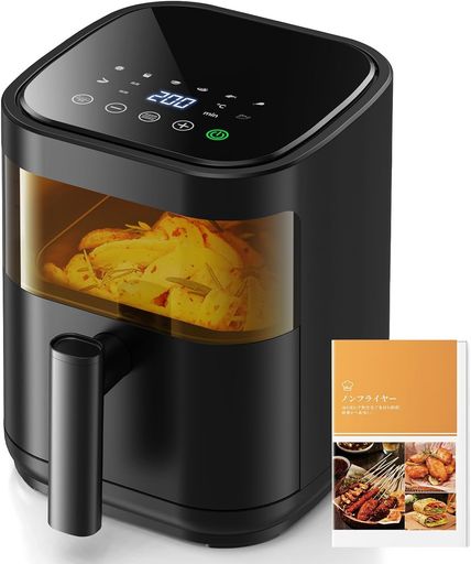 ノンフライヤー 3L 電気フライヤー ノンオイル 揚げ物 惣菜 1~2人用 可視窓 エアフ...
