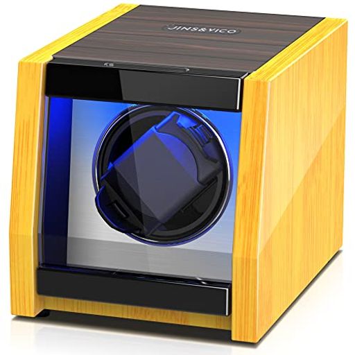 ワインディングマシーン1本巻き腕時計自動巻き上げ機ウォッチワインダー静音設計ライト付きウッド調高..