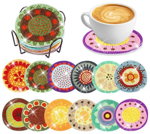 LUCKYBEEダイヤモンドアートコースターキットDIYダイヤモンドビーズ5Dダイヤモンド塗装キットコースタ..