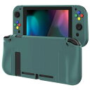 PLAYVITALスイッチに対応する保護ケース、SWITCHに対応用ソフトTPUスリムケースカバーカラフルなABXYボタンキャップ付き【ハンターグリーン】