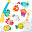 VBACALAお風呂おもちゃ10PCS釣り遊びおふろおもちゃ魚ちゃん海の生き物タモ網釣り竿付き5IN1水遊びセットかわいい水鉄砲水車シャワー噴水バストイクリスマスプレゼント