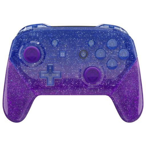 eXtremeRateswitchproコントローラーに対応用フェースプレートバックプレートハンドル、細かいラメクリア素材のプロコンswitchに対応用DIY交換用グリップハウジングケースカバー-ブルーとパー…