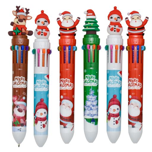 Lopenle10色ボールペんン多色ボールペン文房具セット祝日ボールペンジェットストリームクリスマステ-マメモ取り色分け用油性筆記具ノック式マーキング交換格納式業務用子供学生プレゼ…