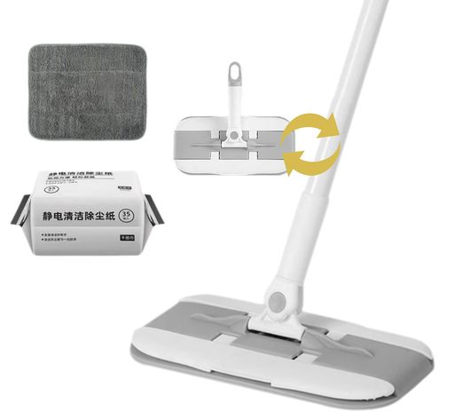 【高効率清掃】この多機能着脱式モップは清掃能力が抜群。モップ布、ウェットティッシュ、静電除塵紙を交換使用可能。油汚れ除去や除菌が強力で、髪の毛、埃、油汚れ、水しぶきなどを簡単に片付け、清潔な住環境を実現。 【組立簡単使いやすい】モップの組立は、杆柄套、上杆、中杆、下杆、モップヘッドを順に締め付けるだけ。使用後の清掃紙交換も便利。除塵紙をモップに合わせ、上蓋を開け、片側を折りたたんで上蓋を閉め、反対側も同様に固定。手を汚さず、時間と労力を節約。 【多機能清掃】様々な表面の清掃に対応。繊維の乾湿シートが埃を効果的に吸着。浴室鏡、大理石壁、洗面台、木製家具、シャワーガラス、タイル床、窓など、ソファ下、キャビネット、壁、床なども清掃でき、屋内全体の清掃をカバー。 【長さ調節可能】モップの長さを調節でき、使い心地が良く、腰を曲げる必要がない。長い柄はキッチンやリビングなどの広いエリア清掃に適し、短い柄は洗面台や机の上などの細かいエリア清掃に便利で、様々な清掃シーンに対応。 【軽量で収納便利耐久性高い】軽量化設計で、全体重は493g。長時間使用しても疲れにくい。便利な掛け穴付きで、清掃後の収納がスペースを取らない。