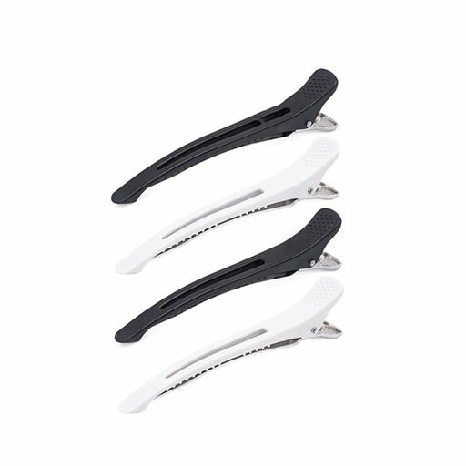 Rakuten - 前髪クヘアクリップメンズ跡がつかないピンヘアピン4本入ダッカール美容師プロ用業務用強力洗顔メイク用痕のないヘアピンブラックホワイトユニセックス