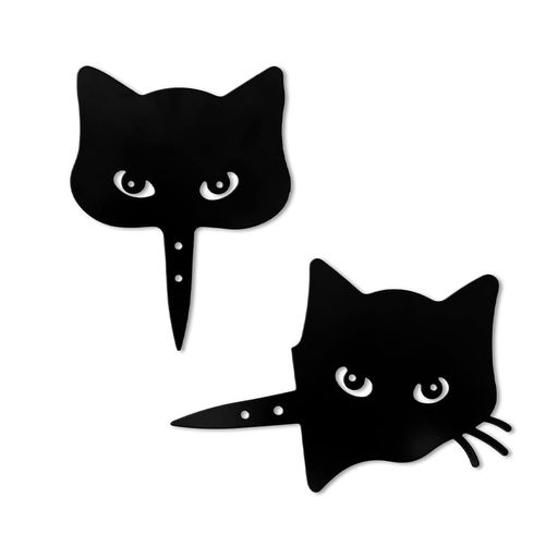 猫黒猫オブジェ猫アイアンオブジェアニマル北欧置物ネコガーデンオーナメントラティスフェンストレリス園芸ガーデニングアイアンオブジェウェルカムプレート装飾2枚組(黒...