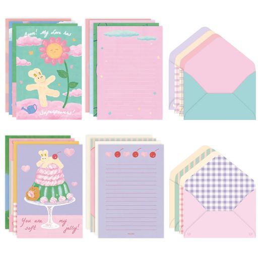 Loose-Leaf Notebook - モノライクアンマッチドフレンズラブリーデイ便箋+封筒8種セット-UnmatchedFriendsLovelyDayLetterPaperSet類32枚便箋+16枚封筒
