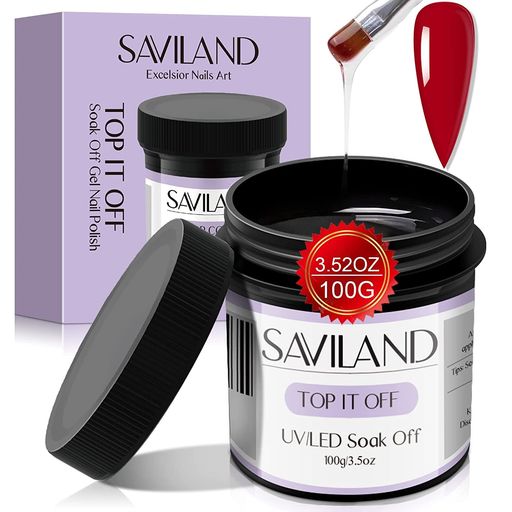 Saviland100gトップコート大容量光沢拭き取り不要低臭トップジェルコートマニキュア用UV/LED対応スター..