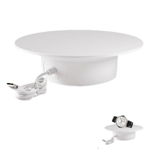 Kuymquat回転台電動ターンテーブル360度回転耐荷重5KG直径15CMUSB駆動時計回り低騒音電気回転展示用/低..