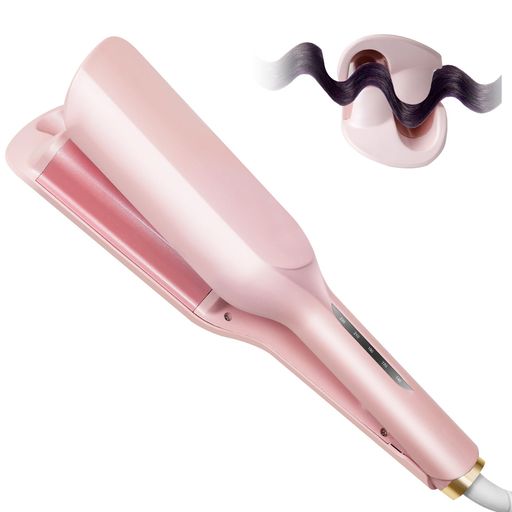 ヘアアイロン カール ウェーブアイロン 32mm 5段温度調節 140°C~230°C マルチマイナスイオン 髪を傷めず長持ちのスタイリング やけど防止 日本語取扱説明書付き ピンク