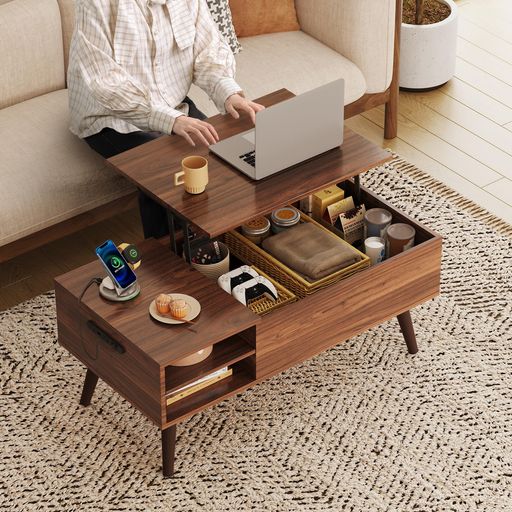 WLIVEコーヒーテーブル昇降式リビングテーブルローテーブルリフティングセンターテーブル収納天板昇降..