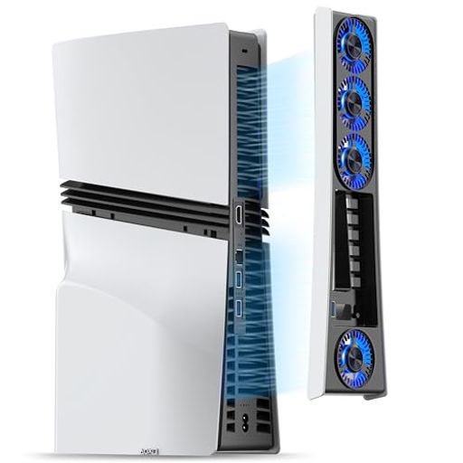 JUSPROPS5Pro用冷却ファン静音エンハンスド4クーラーファン速度調整可能自動電源オン/オフ冷却アクセサリーUSB3.0ポートとLEDライト付きPlayStation5Pro用【PS5Slim/PS5旧型非対応】