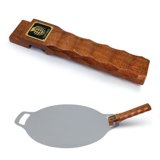 CAMPGEEKSマルチグリドル取っ手マルチグリドル33cm対応/マルチグリドル29-34cm対応名栗加工木製グリップ鉄板取っ手工真鍮金属の名札デザインマルチグリドル用のハンドルウッドカバー火傷防…