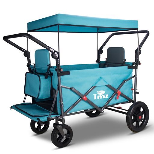 TMZキャリーカートアウトドアワゴン、折りたたみ式、シートとシートベルト付き多機能カート、荷室拡張..