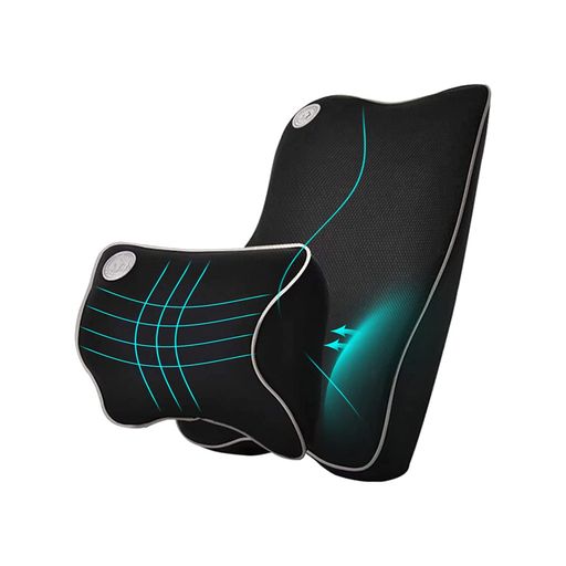 EcloudShop腰椎サポートクッション車用/ヘッドレスト用ネックピローキット人間工学に基づいたデザインユニバーサルフィット主要なカーシート用ブラックB0013