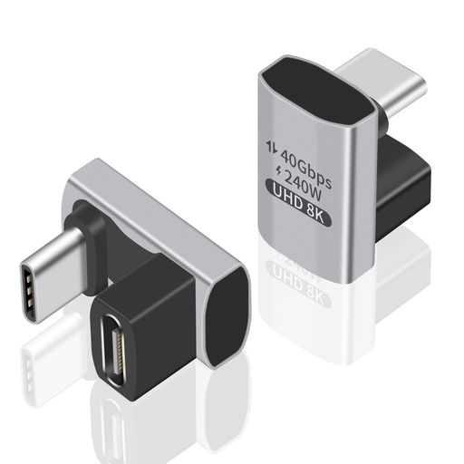 Duttek240WUSBC180度アダプターU字型タイプCオスメス40Gbpsコネクタ180USBCアダプターエクステンダーThunderbolt/Switch/ノートパソコン/MacBook用2個パック