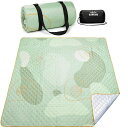 Hankinsレジャーシート4層構造厚手ピクニックシート大判200X200軽量防水加工収納袋付くレジャーシート折り畳みやすいコンパクト収納(GREENL)