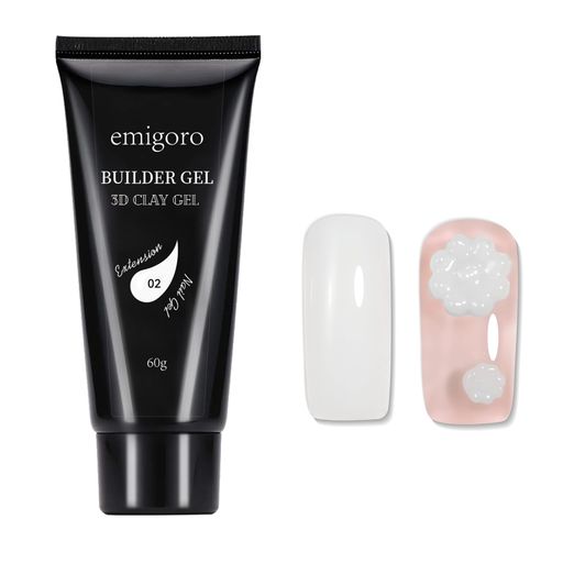 EMIGORO長さだしジェルネイルポリジェル粘土ジェル60Gパーツ固定3Dパーツ立体ネイル粘度ネイルUV/LEDライト対応初心者用(ミルキーホワイト)