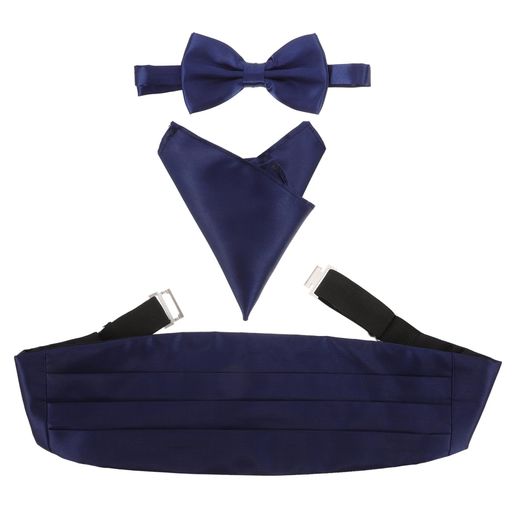 Neckties - [ABOOFAN]カマーバンド蝶ネクタイポケットチーフ3点セットタキシード礼服フォーマルスーツメンズ燕尾服結婚式パーティーサイズ調整可能(ロイヤルブルー)