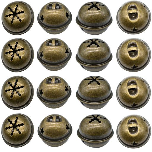 Maydahui20個鈴ベル手芸用鈴(34X27mm)クリスマスビンテージブロンズ雪花ベルミニペットアンティーク装飾真鍮の鈴工芸装飾用可愛い小物ハンドメイド手芸DIY飾りパーツ