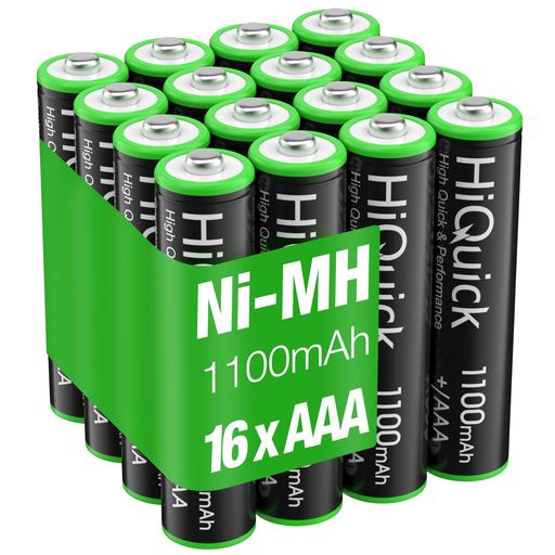 【HiQuick単4仕様】 ニッケル水素充電池 電圧:1.2V 容量:1100mAh 16個パック 取り扱い説明書 【優れた耐久性】交換用電池として費用を節約出来るエコタイプの電池です。高温でも寒い場所でも性能を発揮できます。低自己放電技術により、3年間電池を放置していた場合でも80%の容量を維持できます。16本単4 充電池は、大容量・交換用便利が魅力です。 【液漏れなし】良い密閉型により、日常の電気製品から電動工具に損害がありません。丈夫な密封スチールで過圧の爆発から電池を保護します。単4ニッケル水素電池はHg / Cd / Pbなどの有毒な重金属要素を含んでいないので、環境には何の汚染もありません。 【大容量単4電池】デジタルカメラ、おもちゃ、リモコン、携帯ゲーム、双方向ラジオ、PDA、ソーラーライト 電池交換に使用されます。単四電池充電式は日常生活に幅広く使われます。 【 ニッケル水素電池】本製品単4充電池は1200回の充電を繰り返し使うことができ、長時間に使い続けます。乾電池の代わりに災害時に役立ちます。リチウムイオン電池はニッケル水素電池より価格が高く、過充電・過放電による発火の危険があります。