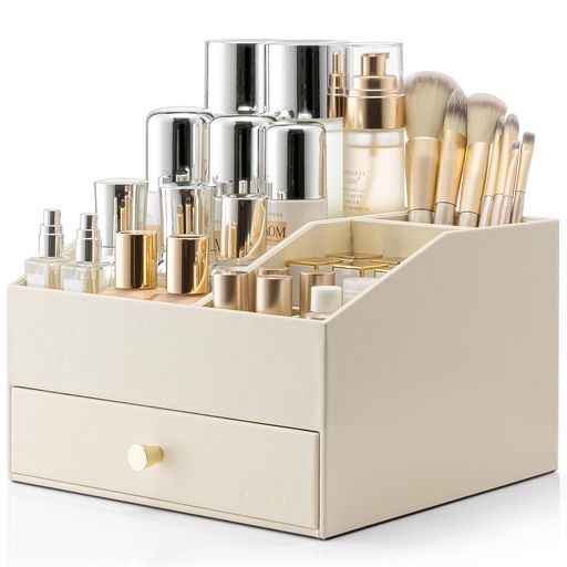 Vlandoメイクボックス大容量化粧品収納コスメ収納引き出しスキンケア製品、リップスティック、メイクブ..