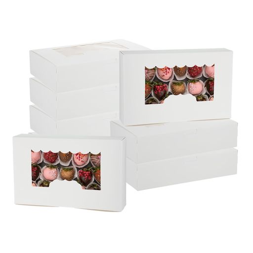 Rakuten - PATIKIL8.5x5.3x2インチ白いベーカリーボックス30個入り手作り石鹸・あめ・お菓子用長方形ウィンドウボックスペストリー・DIYクラフト・贈答用製品包装