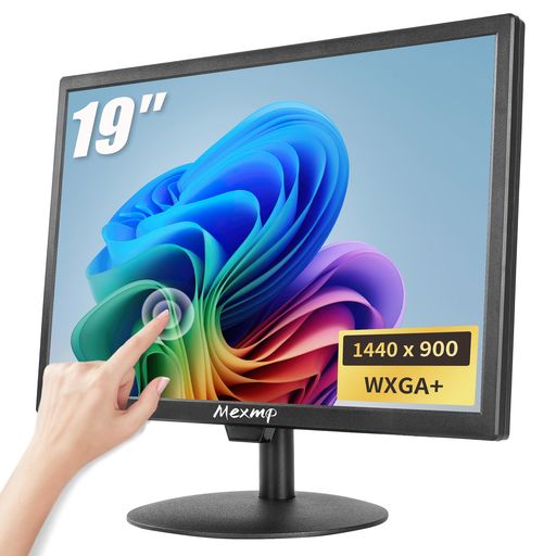 Mexmp 19インチ 静電容量式マルチタッチモニター (1440x900) 10点タッチ対応 HDMI/VGA/AV/USB/BNC入力 内蔵スピーカー POS/ゲーム機/組み込みPC用