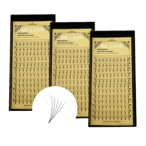 ME.LASH3箱まつげエクステ5D0.07mmC/Dカール5Dボリュームつけまつげ9mm-14mmソフトプレメイドファンまつげ(C-0.07-10mm+11mm+12mm)