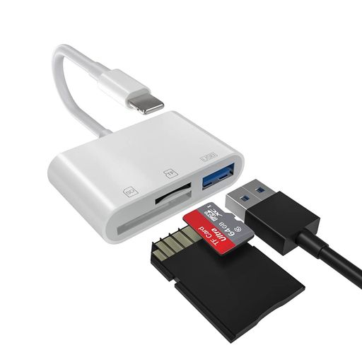 I-PHONE用 カードリーダー 3IN1 USB/MICRO SD/SDカード対応 直接使用可能 (TF+SD+USB)