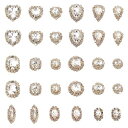 Beadthoven縫い付けラインストーン台座付き約60個/箱ミックス形状クリスタルガラスストーン縫製ビーズキラキラペンダントパーツアソートビジューパーツデコパ...
