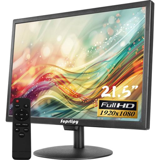 Suprlipy 21.5インチ FHD 小型液晶ディスプレイモニター ディスプレイスクリーン 1920x1080 60Hz 16:9 BNC VGA HDMI AV USB入力付き 内蔵ラウドスピーカー CCTV防犯カメラ DVR PC ゲーム機用