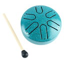 GUGXIOMミニスチールタングドラム、3インチ6ノートハンドパンドラム、心配不要のドラム、リラックスして心を落ち着かせるスチールドラム(緑)