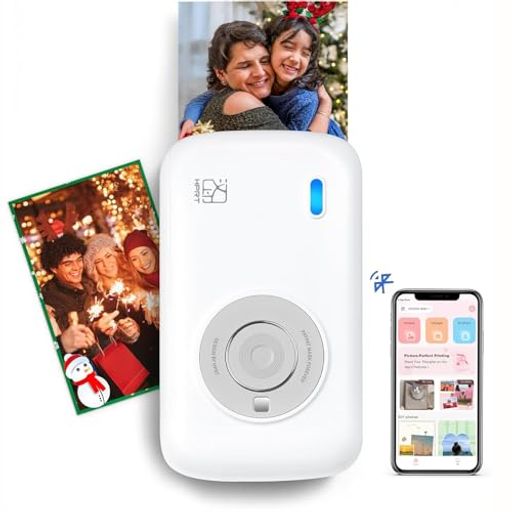 HPRTCP2100ミニ写真プリンターかわいいBluetooth接続ポータブルフォトプリンターUSB充電AR写真対応防水・防塵・指紋防止プレゼント旅行(プリンター1台+フォト用紙10枚)(グレー)