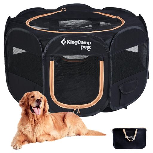 楽天Raspberry MarketKingCampペットサークルドッグハウス大型犬八角形折りたたみメッシュサークル猫犬兼用プレイサークルペットケージ軽量持ち運び室内アウトドアキャンプお出かけ用品幅広127cm高60cmL