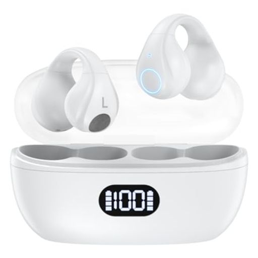 ワイヤレスイヤホンイヤホンbluetoothイヤーカフ【軽量設計/ENC通話/15mmドライバー/片耳使用/自動ペアリング/Siri対応/超長時間再生】オープンイヤー耳を塞がない運動通勤対応