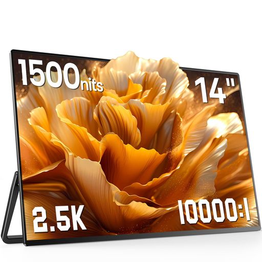 14インチ2.5KモバイルモニターNewsoul1500ニット超薄軽量ポータブルモニターノートPC/スマホ/ゲーム機対応超高輝度・高コントラストゲーミングディスプレイ内蔵スピーカー付きスタンド&VESA…