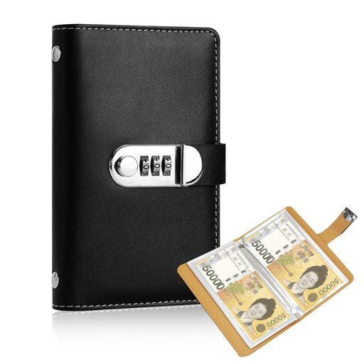 DIFEIUKI貯金箱お札ダイヤルロック付き貯金ファイル本型隠し金庫50ページお札100枚収納可能100万円貯金..