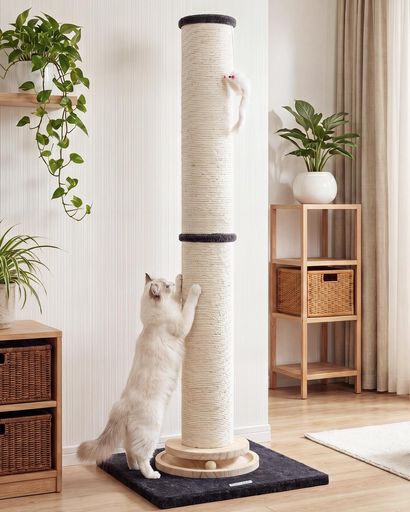 Globlazer SC35 猫爪とぎポール 大型 40x40x90cm 直径11cm 天然麻紐の爪とぎポスト 幅広の土台 爪研ぎ ダークグレー